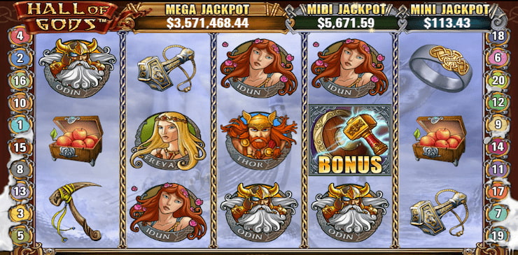 Hall of Gods progressive jackpot slot