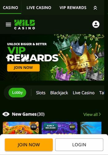 Lobby of Wild Casino